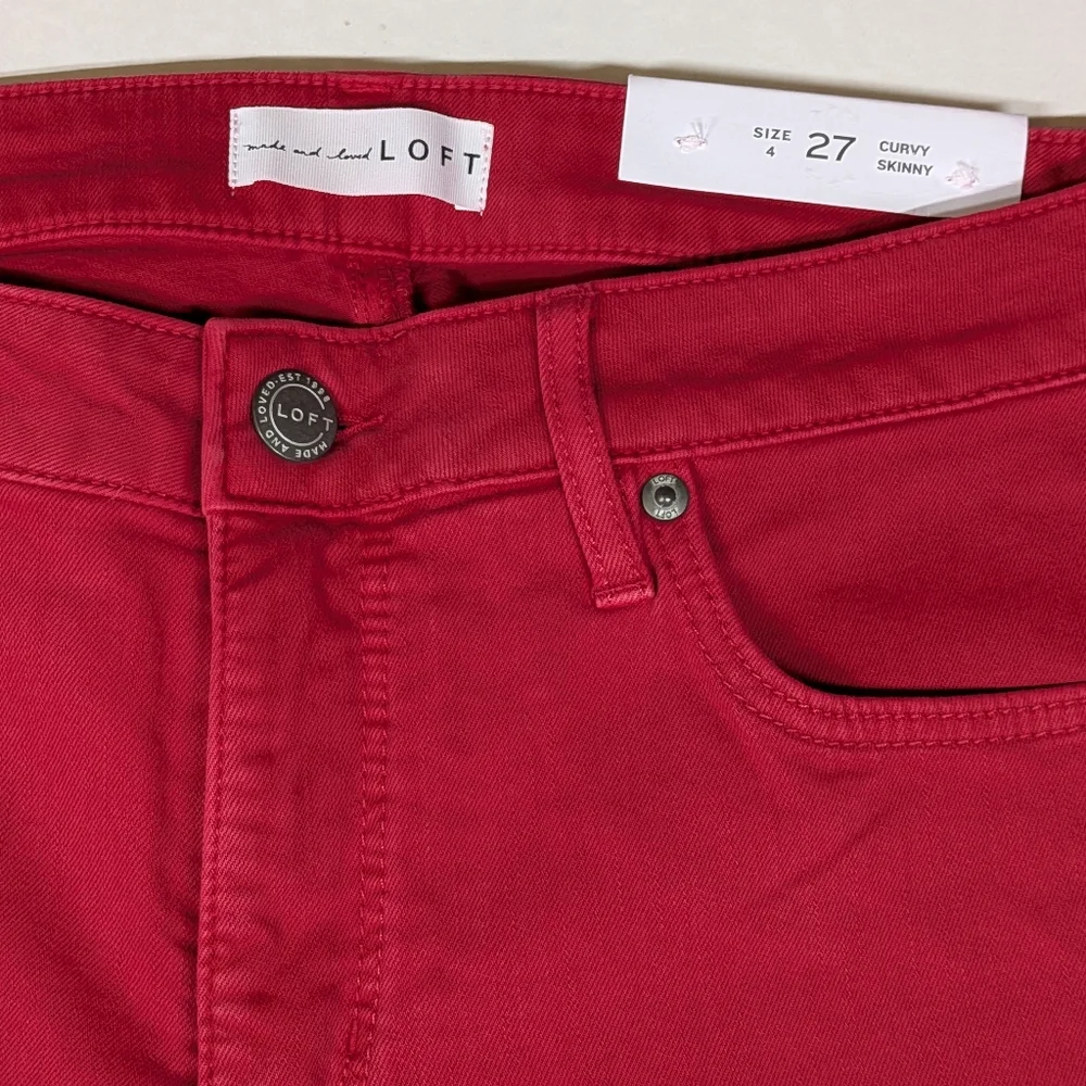 LOFT Curvy Skinny Women's Red Jeans